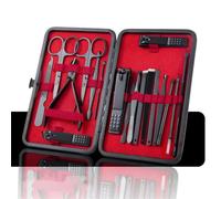 Manicure Cutters Nail Clipper Set Stainless Steel Nail Clippers Pedicure Nail Scissors Manicure Care Tools Kits,15PCS,Black (15pcs Black)