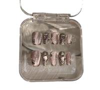 Manicure for il miglioramento del temperamento, unghia corta da indossare a mano con occhi di gatto rosa(M)