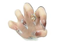 Manicure for temperamento, manicure fatta a mano con un cerotto for unghie alla moda con fard color mandorla.(M)