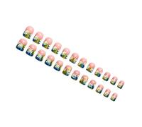 Manicure francese floreale unghie finte corte forma quadrata oro lucido art design unghie artificiali per Capodanno primavera gerbera oro zoccoli polvere