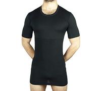 MANIFATTURA BERNINA Form 1005 (taglia 5 nero) - Maglietta termica mezza manica intimo uomo lana e cotone fascia vita incorporata