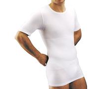 MANIFATTURA BERNINA Form 1005 (Taglia 6 Bianco) - Maglietta Termica Mezza Manica Intimo Uomo Lana e Cotone Fascia Vita incorporata