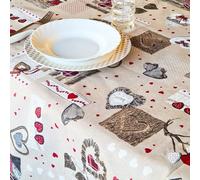Manifattura Tessile Tovaglia Antimacchia Cotone Resinato Liquidproof per Uso Interno ed Esterno - Cuori, Ovale x12 270