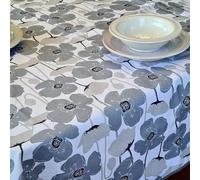 Manifattura Tessile Tovaglia Antimacchia Cotone Resinato Liquidproof per Uso Interno ed Esterno - Fiore Grigio, Rettangolare x12 270