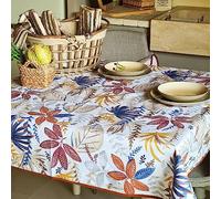 Manifattura Tessile Tovaglia Antimacchia Cotone Resinato Liquidproof per Uso Interno ed Esterno - Foglie Autunno, Ovale x12 270