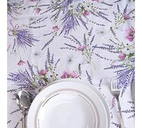 Manifattura Tessile Tovaglia Antimacchia Cotone Resinato Liquidproof per Uso Interno ed Esterno (Lavanda, Ovale x6 180)