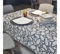 Manifattura Tessile Tovaglia Antimacchia Cotone Resinato Liquidproof per Uso Interno ed Esterno - Nero, Rettangolare x12 270