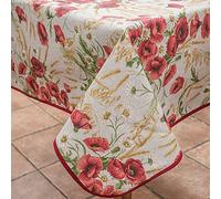 Manifattura Tessile Tovaglia Antimacchia Cotone Resinato Liquidproof per Uso Interno ed Esterno - Papaveri Beige, Rettangolare x12 270