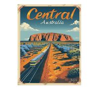 Manifesto da viaggio vintage Australia centrale arte murale paesaggio...