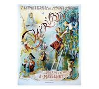 Manifesto opera vintage arte da parete cherubino di J. Massenet scena...