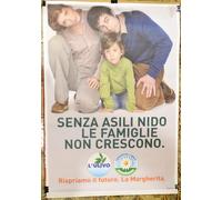 MANIFESTO ORIGINALE ELETTORALE 2001 LA MARGHERITA E L'ULIVO FAMIGLIE ASILI NIDO