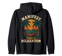 Manifesto Relax Palme Tramonto Vibe Felpa con Cappuccio