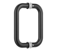 Maniglia a C a doppia faccia per porta scorrevole in vetro senza cornice, acciaio inossidabile 304, colore nero opaco, adatta per vetri di 8-12 mm, interasse 15,2 cm, ideale per bagni, doccia, spa.