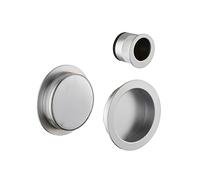 Maniglia a coppetta rotonda e tirante per dito, per porta scorrevole, nichelata - THIRARD