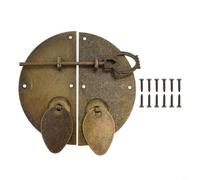 Maniglia a scatto per porte in stile cinese con bulloni, serratura in ferro bronzo retrò con perno rotondo e lungo, 10 x 10 cm (confezione da 1)