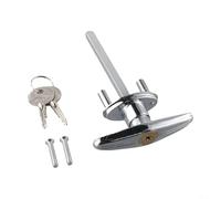 Maniglia a T per porta del garage, per porte di roulotte e rimorchi, materiale in lega di zinco, resistente alle intemperie e liscia, lucida per un facile funzionamento (serratura + 2 chiavi)