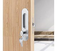 Maniglia Antifurto Porta Scorrevole con Chiavi, Chiusura Invisibile Incassata, Porta Scorrevole a Scomparsa, Porta in Legno, Ferramenta per Mobili, Chiusura Interna o Esterna (Argento)