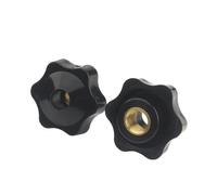 Maniglia con filettatura a forma di fiore, M4 M5 M6 M8 M10 M12 Morsetto Manopola Maniglia Filettata Stella Nera Manuale Dado a Pollice 5 pezzi(Thoung Hole,M6(Head 25mm) 10pcs)