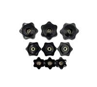 Maniglia con filettatura a forma di fiore, Maniglia filettata Stella meccanica Dadi a pollice neri Manopola di serraggio Dadi manuali M4 M5 M6 M8 M10 M12(Through Hole,M6 32 5pcs)