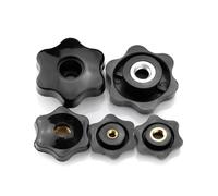 Maniglia con filettatura a forma di fiore, Maniglia filettata Stella meccanica Dadi a pollice neri Manopola di serraggio Dadi manuali M4 M5 M6 M8 M10 M12 10 pezzi(Blind End,M4 (Head 25mm) 10pcs)