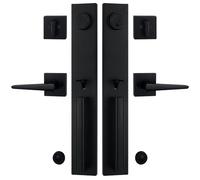 Maniglia con pomello moderno e modalità, maniglia per porta esterna e anteriore con bullone in MDHST finitura argento nichel satinato Keyed & Dummy Set 2016 (nero).