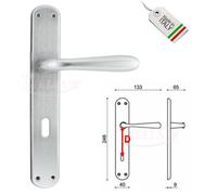MANIGLIA COPPIA MANIGLIE CON PLACCA CROMO SATINATO PORTA INTERNA 70 FORO PATENT