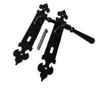 MANIGLIA COPPIA MANIGLIE IN FERRO BATTUTO NERE QUADRO 8 INTERASSE 70 PER PORTE