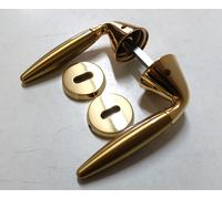 MANIGLIA COPPIA SERIE ULISSE OTTONE ORO LUCIDO CON ROSETTA BOCCHETTA Ø MM.51
