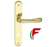 MANIGLIA COTTALI MOD. CLASSIC CON PLACCA OTTONE LUCIDO QUADRO MM 6 DISTAMZA FORO MM 70