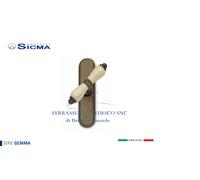 MANIGLIA CREMONESE OTTONE BRUN ANT/PORC SICMA SERIE GEMMA C/PLACCA OVALE