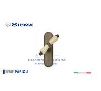 MANIGLIA CREMONESE OTTONE BRUN ANT/PORC SICMA SERIE PARIOLI C/PLACCA OVALE