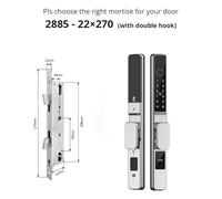Maniglia della porta intelligente, Impermeabile Smart Door Lock Impronta digitale APP Password Scheda RFID Serratura elettronica digitale senza chiave Scorrevole in alluminio(Silver2885hook-Short)
