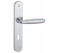 Maniglia di design Mirella 2, per porta, piastra e foro per chiave, cromo lucido e satinato - FROSIO BORTOLO