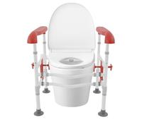Maniglia di sicurezza per WC, supporto per wc, supporto per wc, supporto per WC per donne incinte e anziani, adatta per la maggior parte dei servizi igienici, pieghevole (arancione)