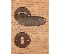 MANIGLIA FERRO FORGIATO ROSETTA ANTICA ANTICATA MANIGLIE PORTE POMOLO FM334 NM