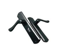 Maniglia for pannello for porta interna nera Deluxe, serratura con cornice e custodia in legno, gancio for chiave a croce for la sicurezza domestica