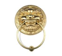 Maniglia For Porta In Rame, Antico Batacchio A Forma Di Testa Di Bestia, Set Di Maniglie For Cancelli In Legno Vintage, Accessori Decorativi For Porte Ad Anello Resistenti(Brass,24CM_SOLID CIRCLE)