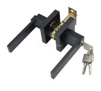 Maniglia for porta nera, serratura quadrata, maschera for la privacy, camera da letto, bagno, casa(Black)