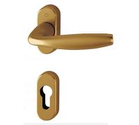 Maniglia Guarnitura con rosetta e bocchetta HOPPE in alluminio per porte interne (Foro cilindro Yale bocc ovale, F4 alluminio aspetto bronzo)