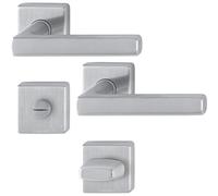 Maniglia Hoppe Dallas con rosette WC, acciaio inox opaco, 3675302