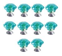 Maniglia in cristallo diamantato, 10 pezzi Maniglie e pomelli for cassetti for mobili, pomelli for cassetti 1,02 * 0,94 pollici Maniglia for porta del cassetto in acrilico trasparente(Blue Green Silve