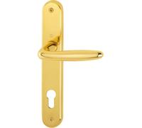 MANIGLIA IN OTTONE LUCIDO PER PORTE HOPPE MOD ROISSY PLACCA FORO YALE