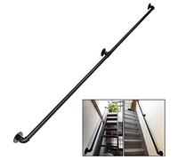 Maniglia - Kit Completo. Scale Industrialihiere Afferrare la Barra Di Sicurezza Bracciolo Anziani Disabili Banister, Parete Montato Ferrovia Rustico Nero Tubo Di Metallo Rotondo/100Cm