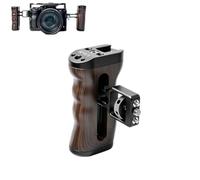 Maniglia laterale in legno compatibile con Sony A7M4/Fujifilm XT5 - Impugnatura regolabile per stabilizzatore della gabbia della fotocamera Vlogging (maniglia laterale con venature del legno con perni