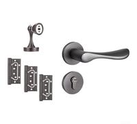 Maniglia magnetica silenziosa in alluminio spaziale, moderna serratura interna grigia spazzolata con chiusura automatica per porte in legno per camera da letto, bagno, soggiorno, 130 mm (L)