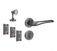 Maniglia magnetica silenziosa in alluminio spaziale, moderna serratura interna grigia spazzolata con chiusura automatica per porte in legno per camera da letto, bagno, soggiorno, 130 mm (P)