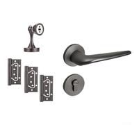 Maniglia magnetica silenziosa in alluminio spaziale, moderna serratura interna grigia spazzolata con chiusura automatica per porte in legno per camera da letto, bagno, soggiorno, 130 mm (T)