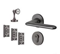 Maniglia magnetica silenziosa in alluminio spaziale, moderna serratura interna grigia spazzolata con chiusura automatica per porte in legno per camera da letto, bagno, soggiorno, 130 mm (AF)