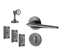 Maniglia magnetica silenziosa in alluminio spaziale, serratura interna moderna con finitura grigia spazzolata con chiusura automatica, leva a pressione liscia, per porte in legno per camera da letto