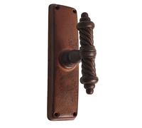 Maniglia martellina ferro vecchio antico con placca per anta in legno 19098